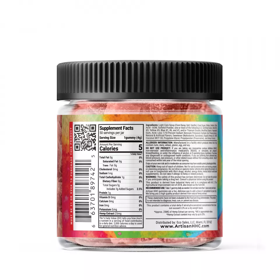 Artisan HHC THC Cube Gummies - Watermelon - 1250MG - Image 3